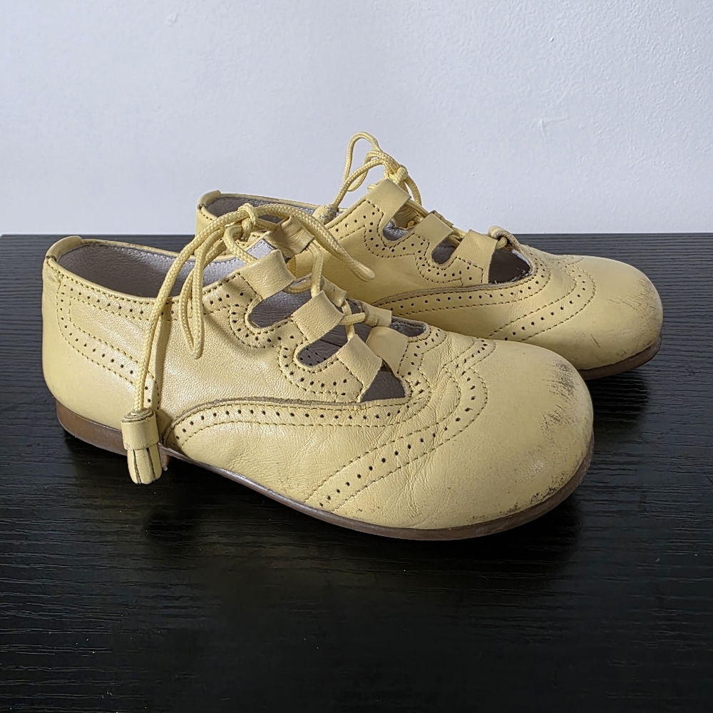 Children's Yellow Lace-Up Brogue Dress Shoes